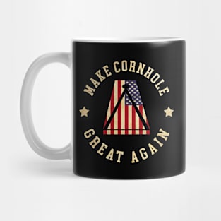 Make Cornhole Great Again Funny Cornhole American Flag Mug